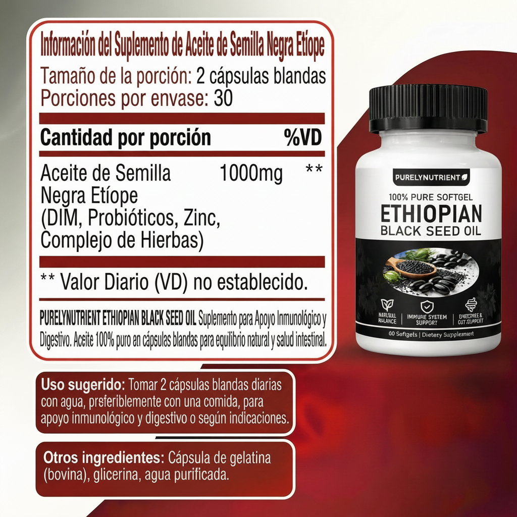 Ethiopian Black Seed Oil — 60 Softgels | Bienestar Natural Premium