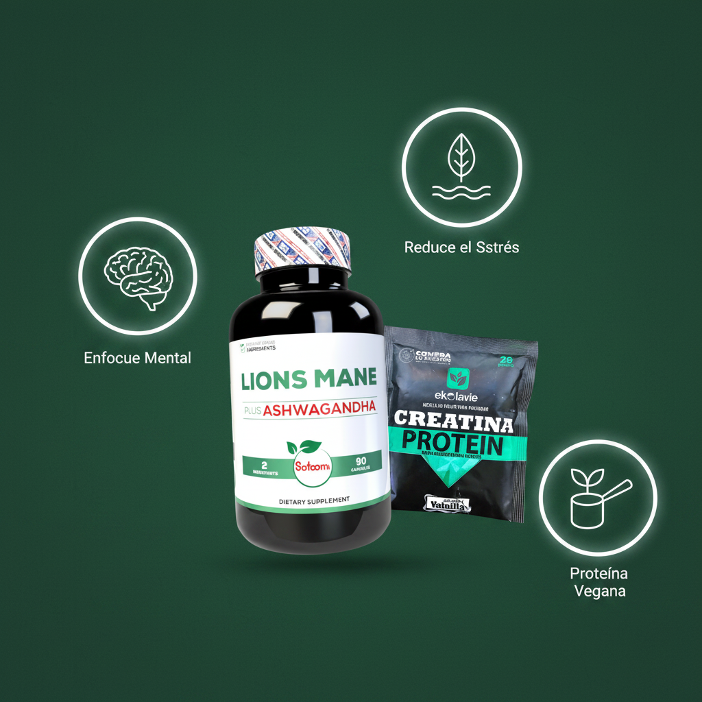 Lion's Mane + Ashwagandha con Proteína Vegana | Enfoque Mental y Bienestar