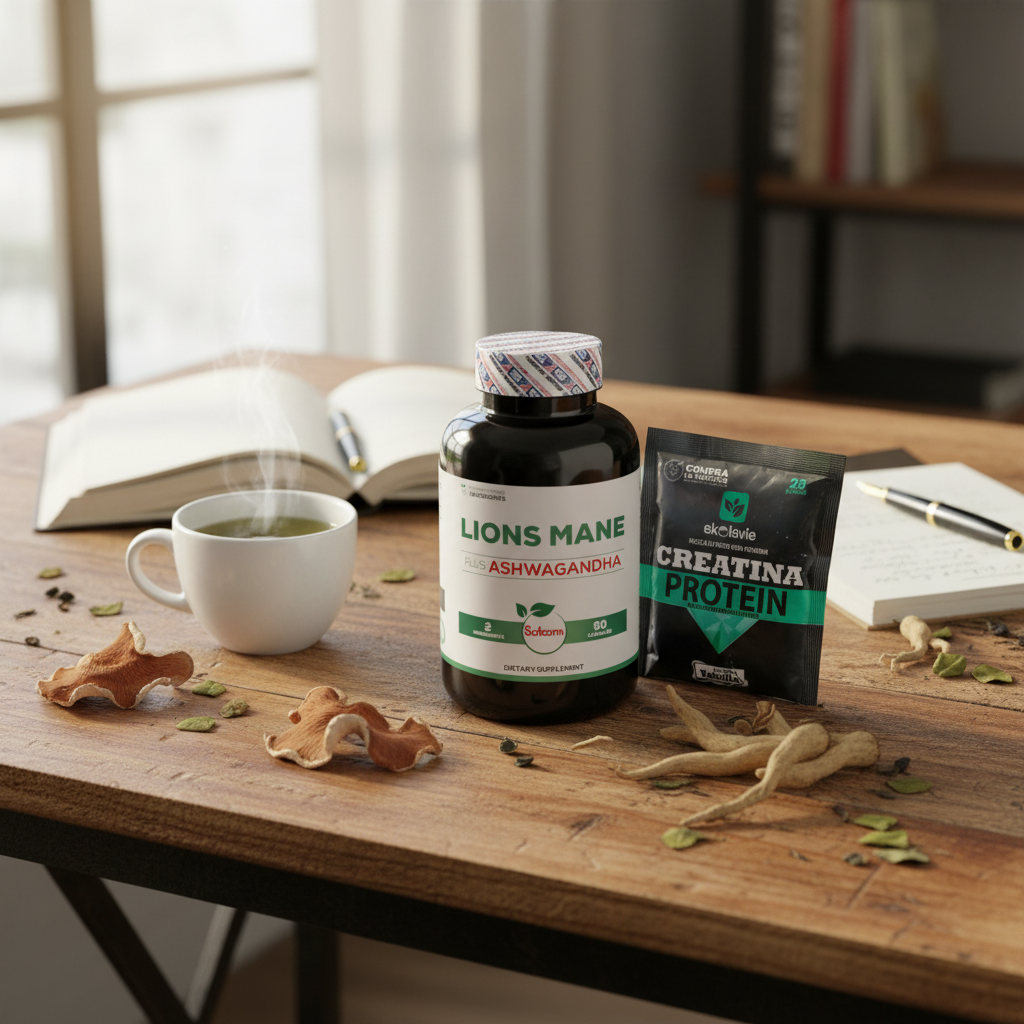 Lion's Mane + Ashwagandha con Proteína Vegana | Enfoque Mental y Bienestar